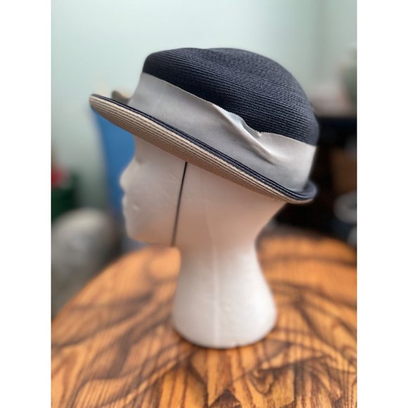 Vintage Knox Womens Navy and Gray Hat 3 hat pins 1950\'s size 22 main image 13